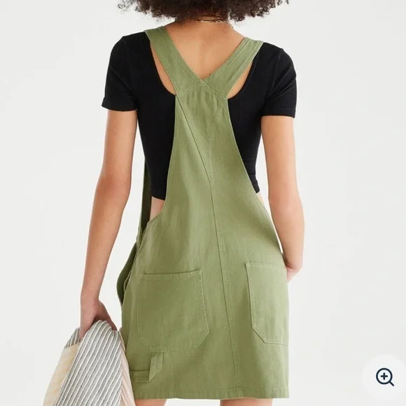 Aeropostale Solid Twill Skirtall Size L Bob Overall Carpenter Style Skirt Jumper - Picture 13 of 16